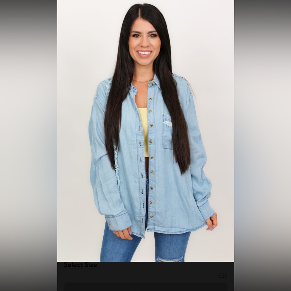 New! EASEL Denim Shirt in color blue with frey size L, never opened never worn